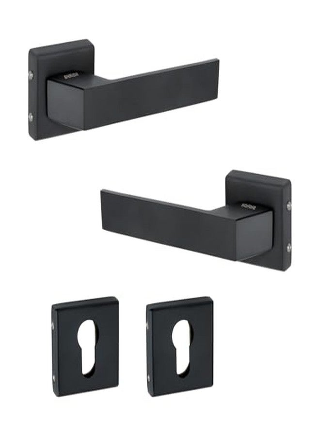 SHRIDA 423 Stainless Steel Door Handle on Rose | Dual-Tone Z Black & SS Finish | 52 mm Plate Size | Modern Ergonomic Design for Interior Doors - Image 2